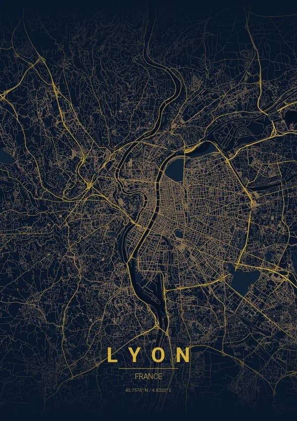 Lyon map poster