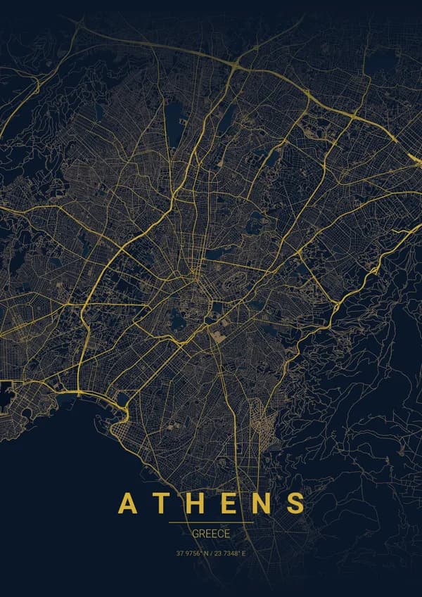 Athens map poster