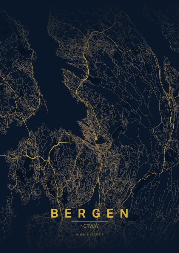 Bergen map poster