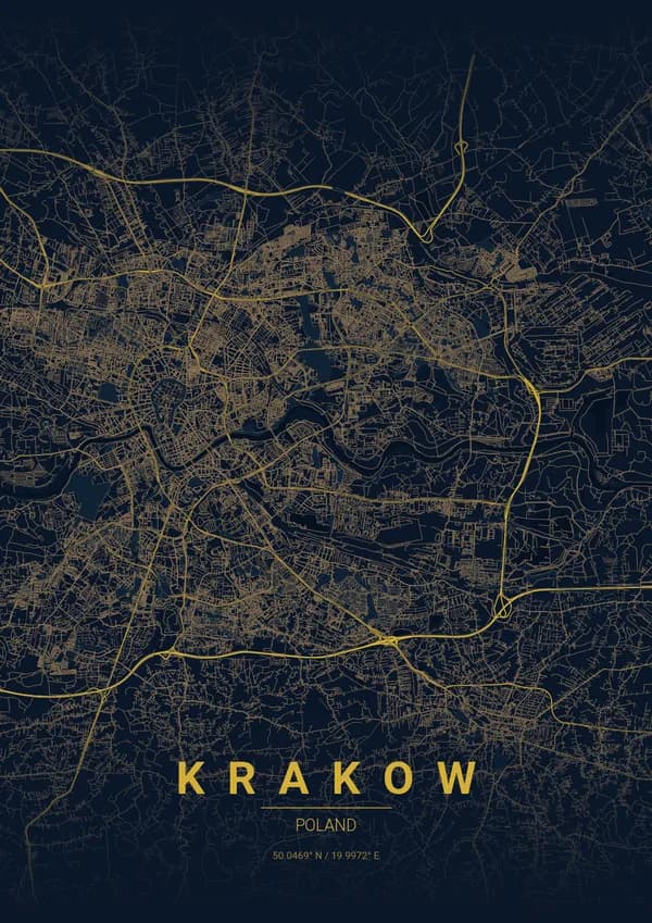 Krakow map poster
