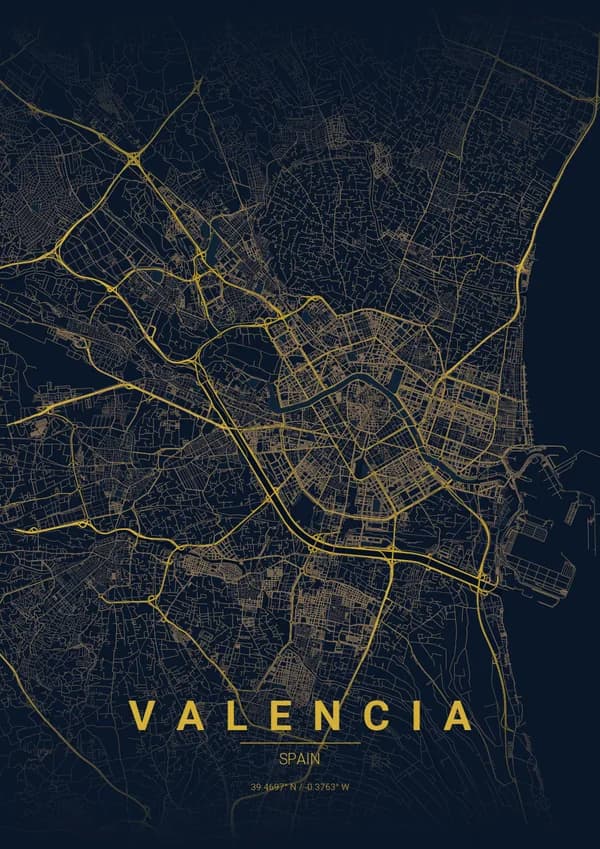 Valencia map poster
